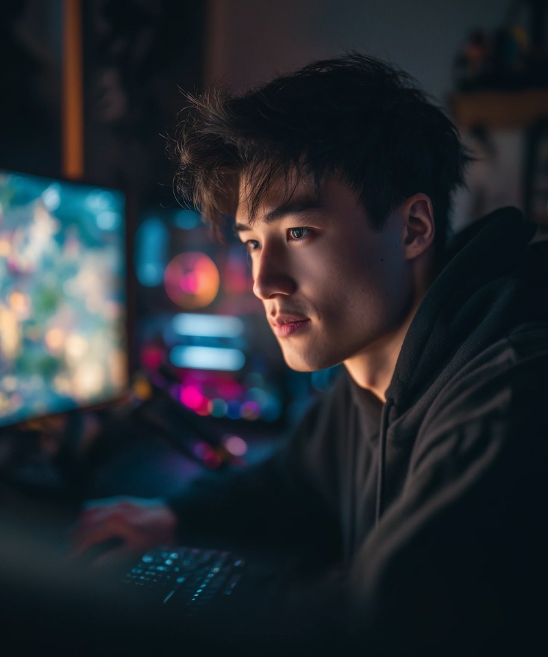Lucas en pleine session gaming compétitif