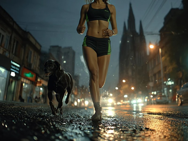 Maya en pleine course sous la pluie