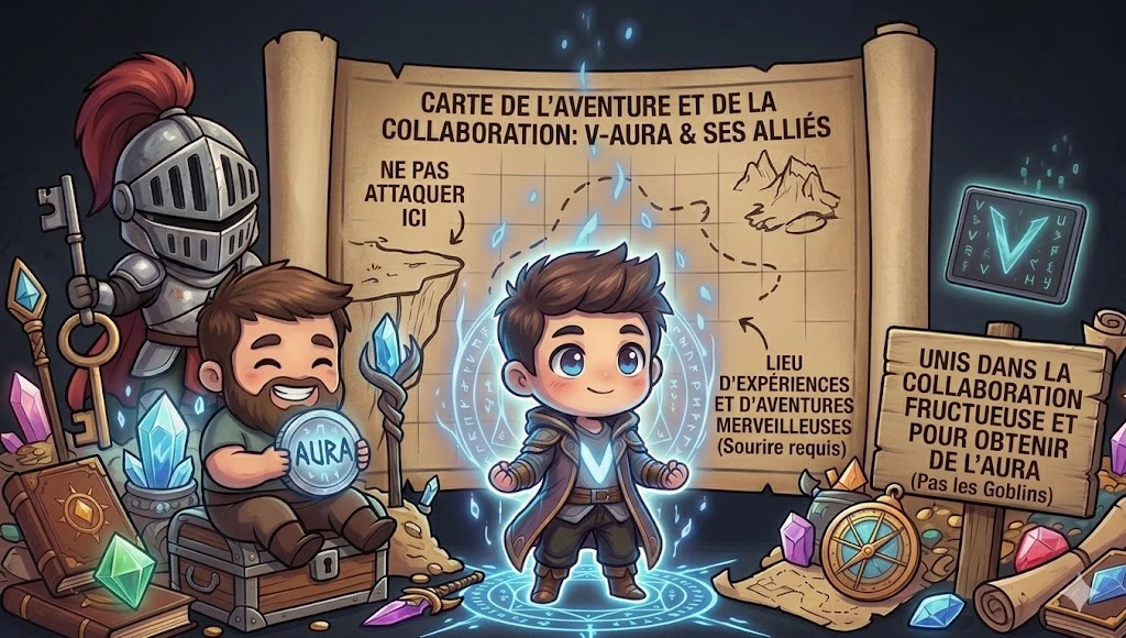 Carte de l'aventure et de la collaboration : V-Aura et ses alliés